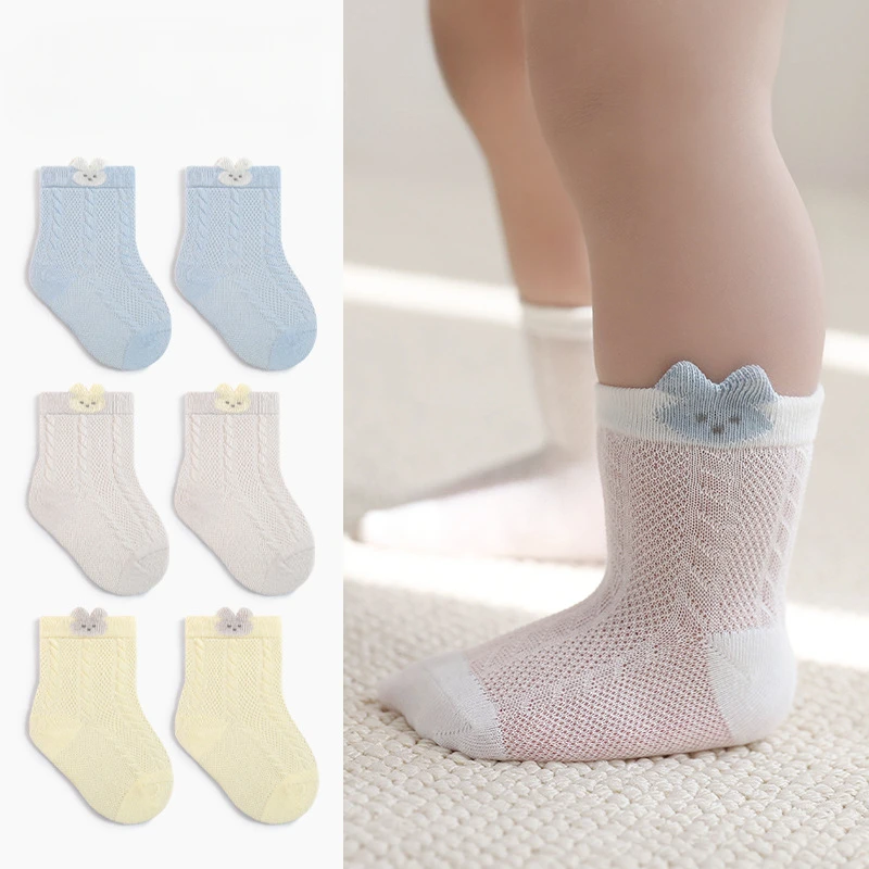 Calcetines de verano para bebé y niños con conejito, transpirables - imagen 5
