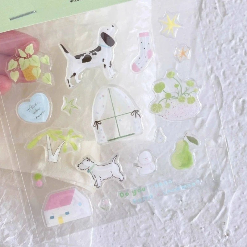 Pegatinas impermeables 3D de perro con relieve para cuadernos
