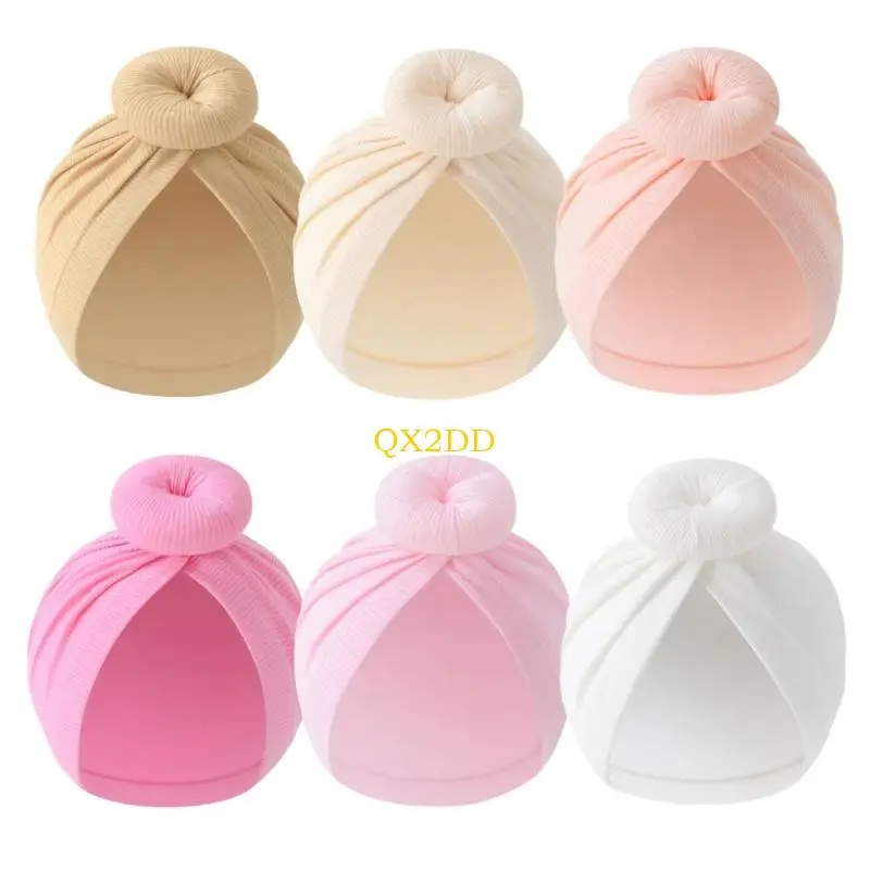 QX2D Gorro turbante para bebé con moño elástico anudado - imagen 2