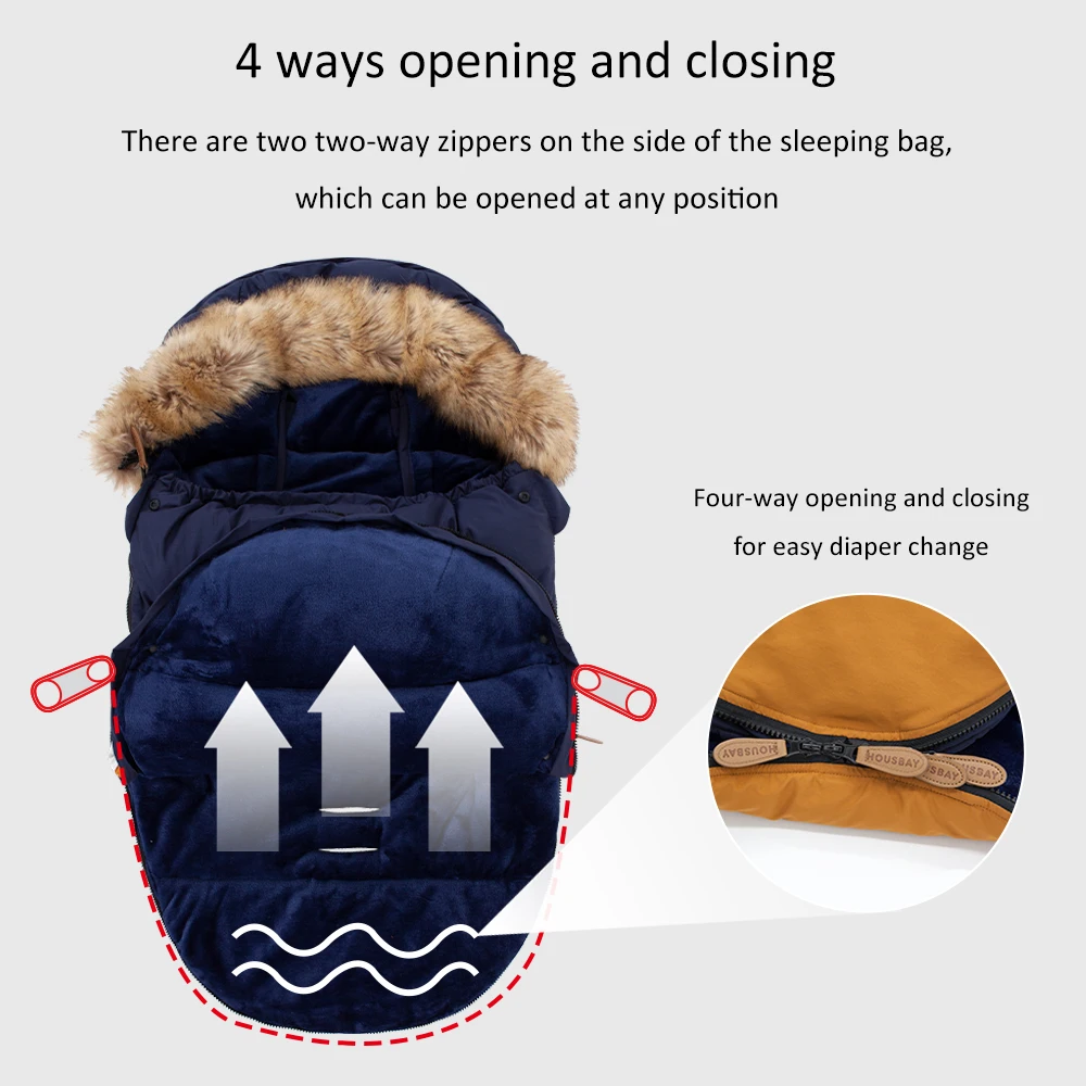 Funda de invierno para cochecito con piel extraíble, a prueba viento - imagen 3