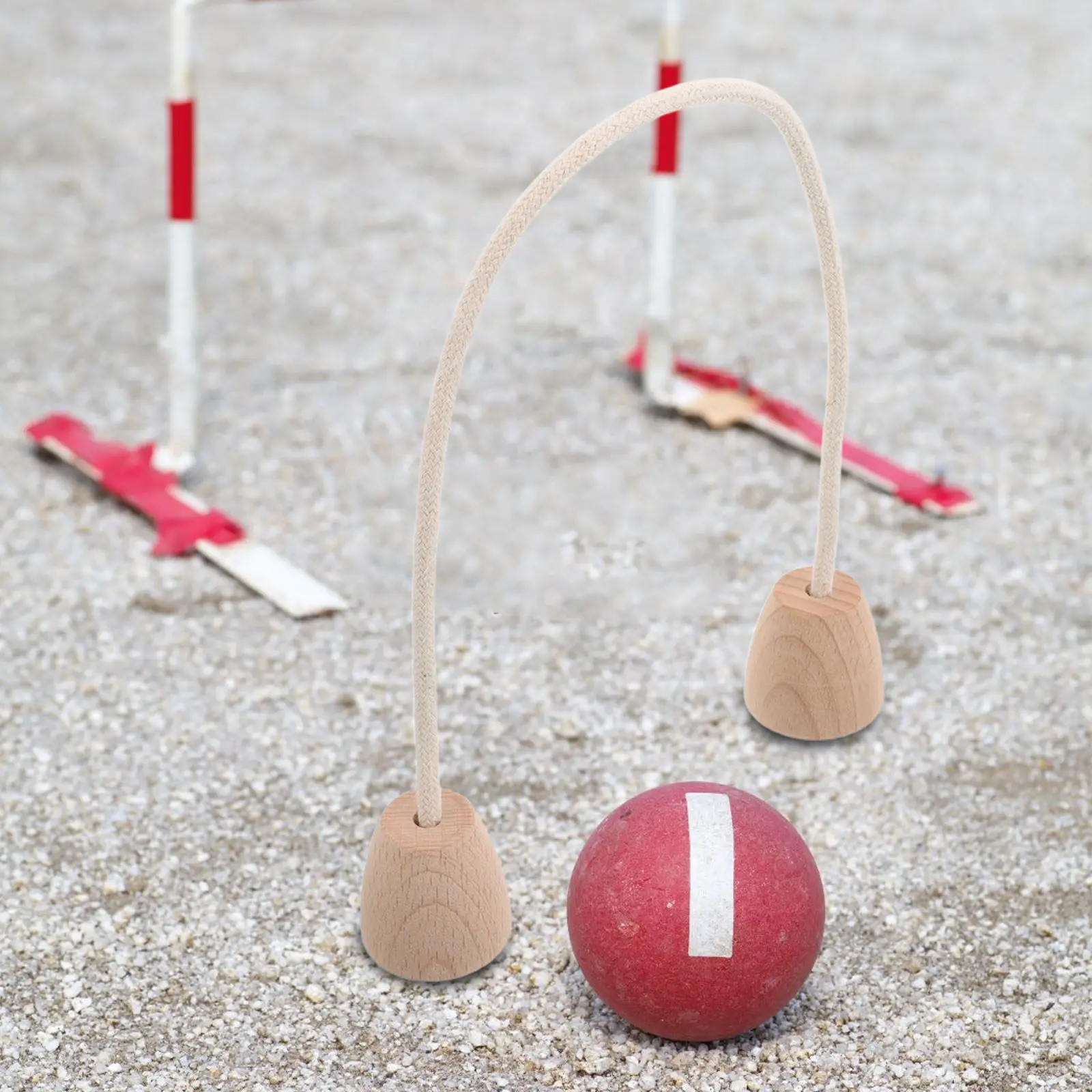 Porterías de croquet en madera con cuerda de repuesto para exterior - imagen 2