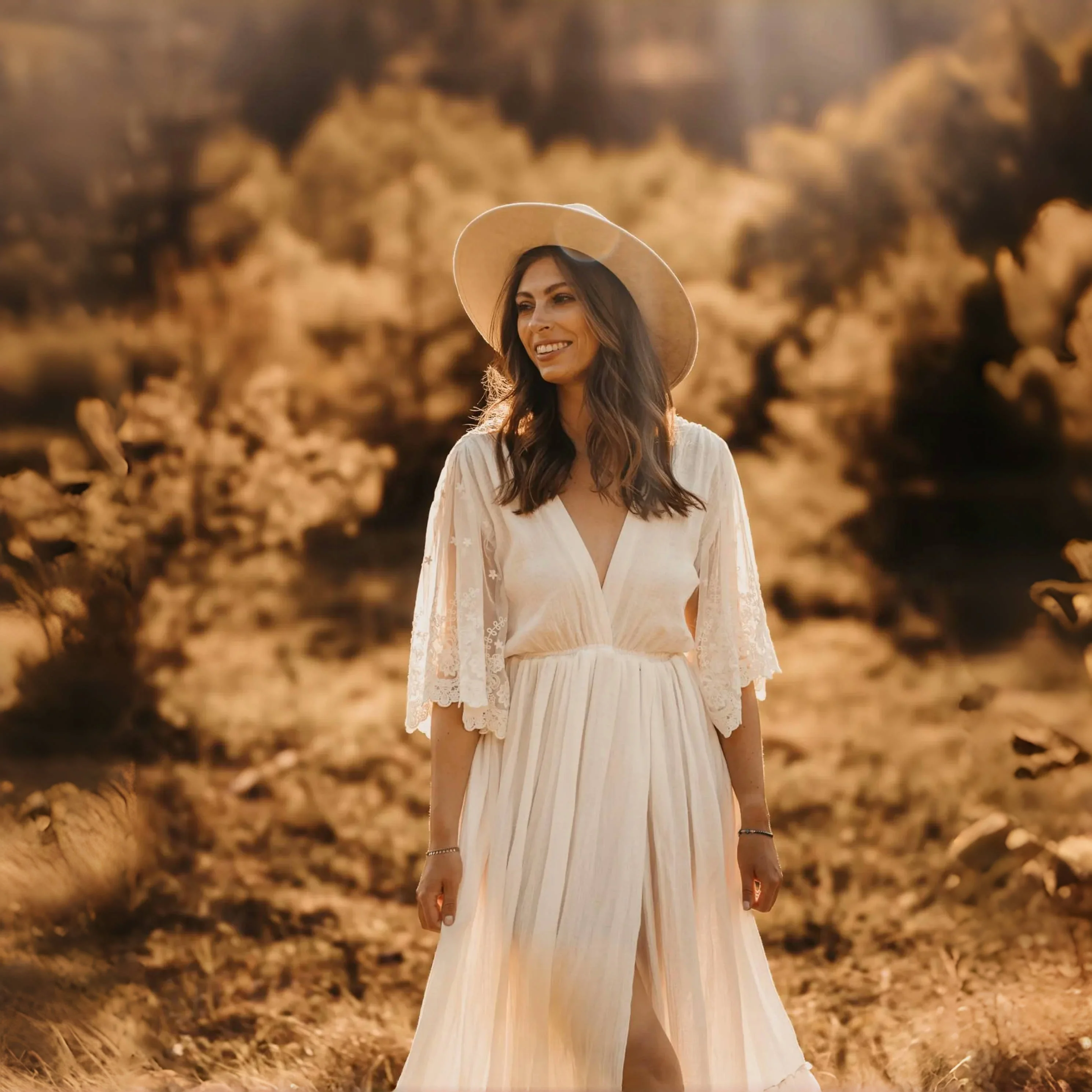 Vestido premamá largo bohemio de encaje veraniego para sesión fotos - imagen 5