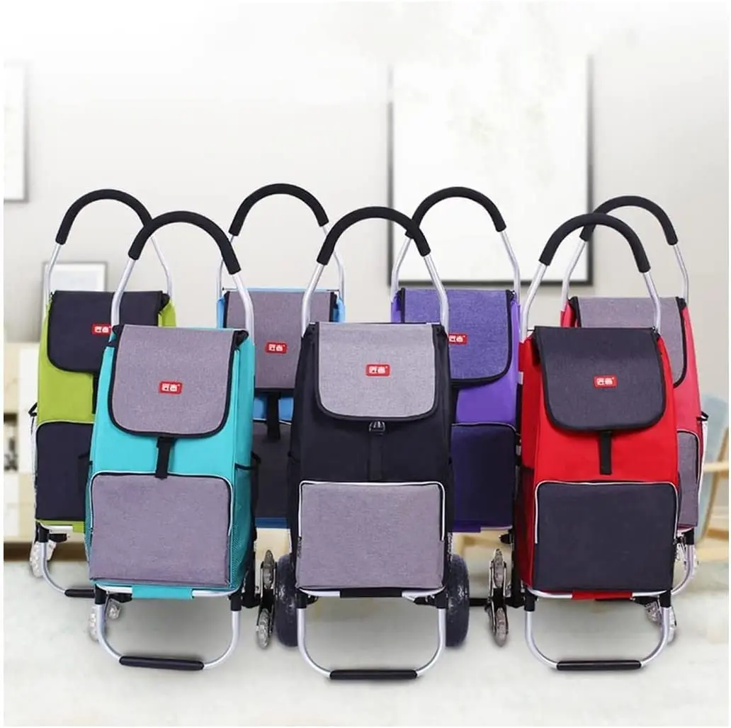 Carrito de compras plegable en uso