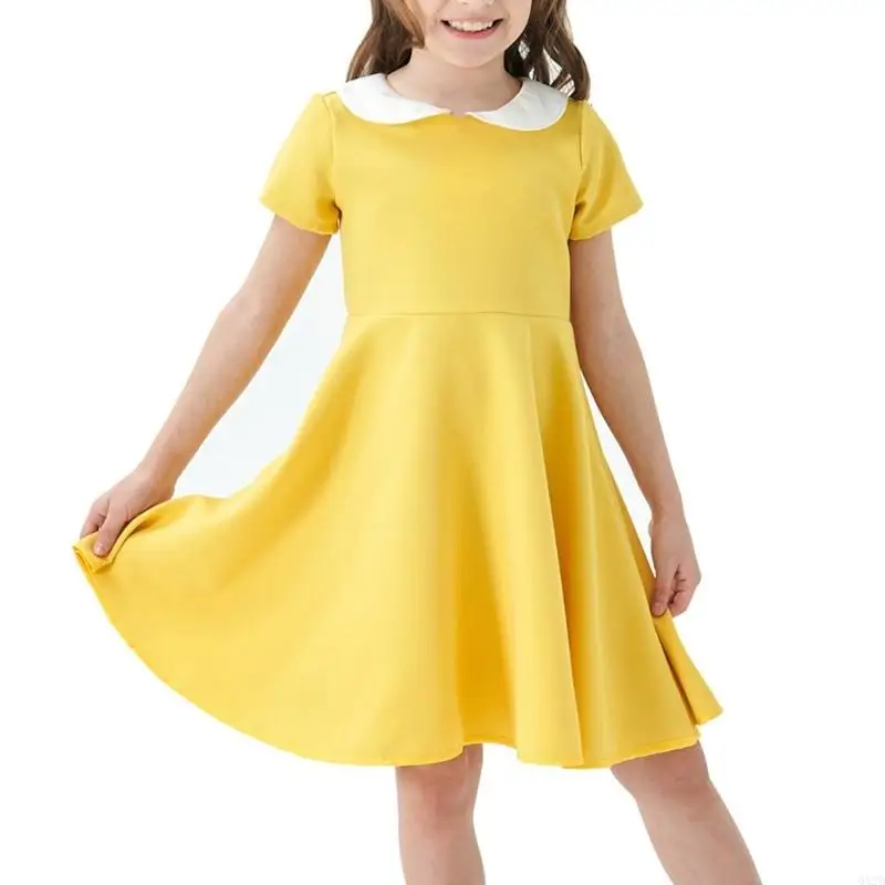 QX2D Vestido de niña suelto manga corta casual y cómodo - imagen 2