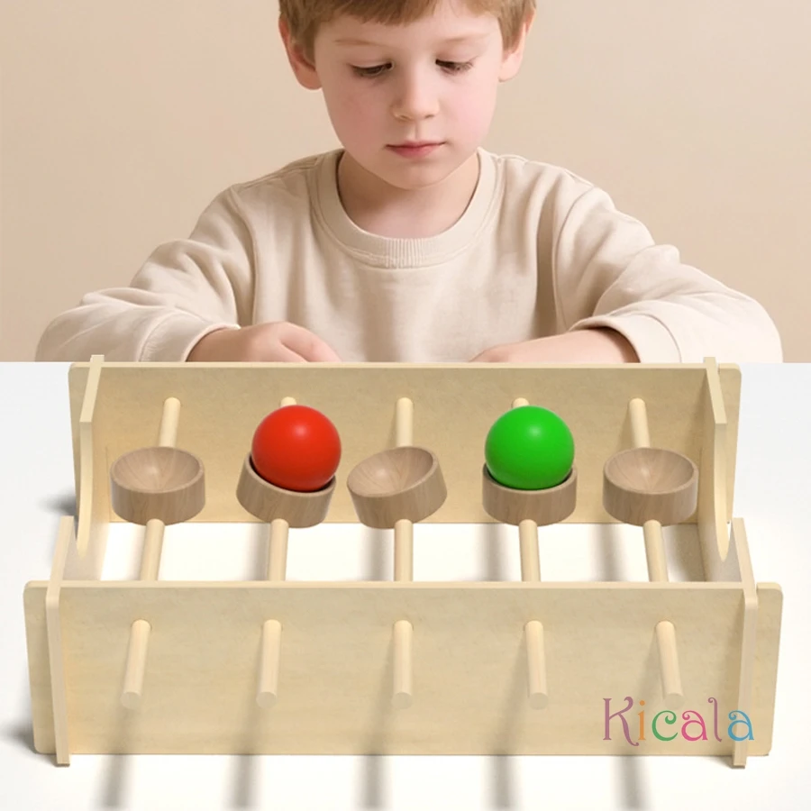 Juguete de equilibrio de madera con bola rodante giratoria