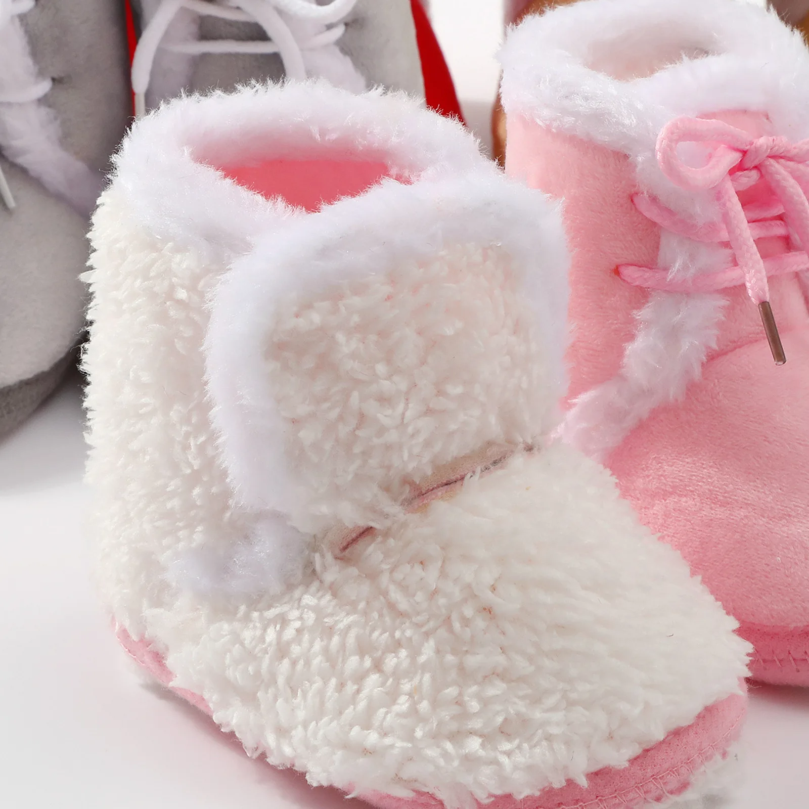 Zapatos de invierno con cordones y lazo para bebé, suaves y cálidos - imagen 2