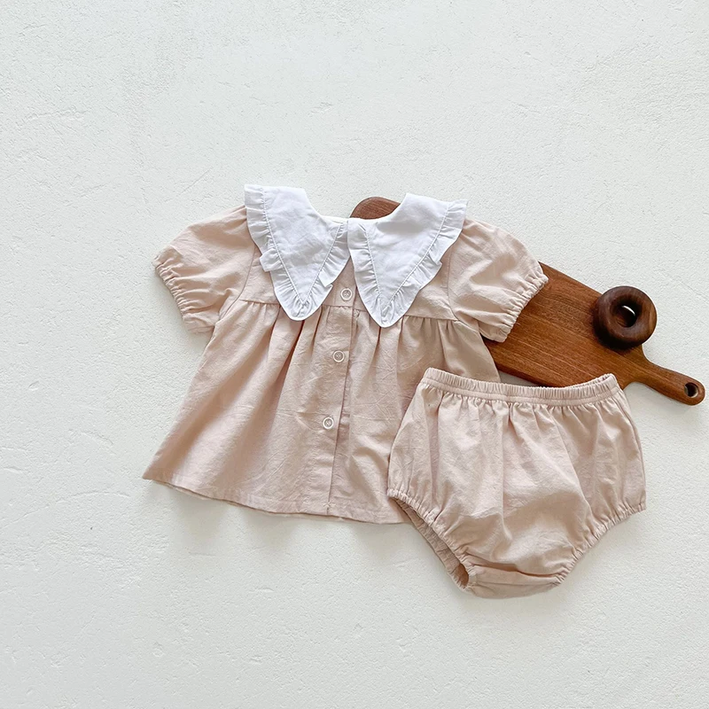 Conjunto bebé cuadros algodón – Camiseta y bombachos cómodos - imagen 2