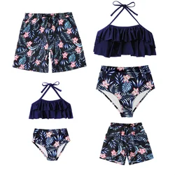 Traje de baño niña con volantes estampado, dos piezas verano a juego