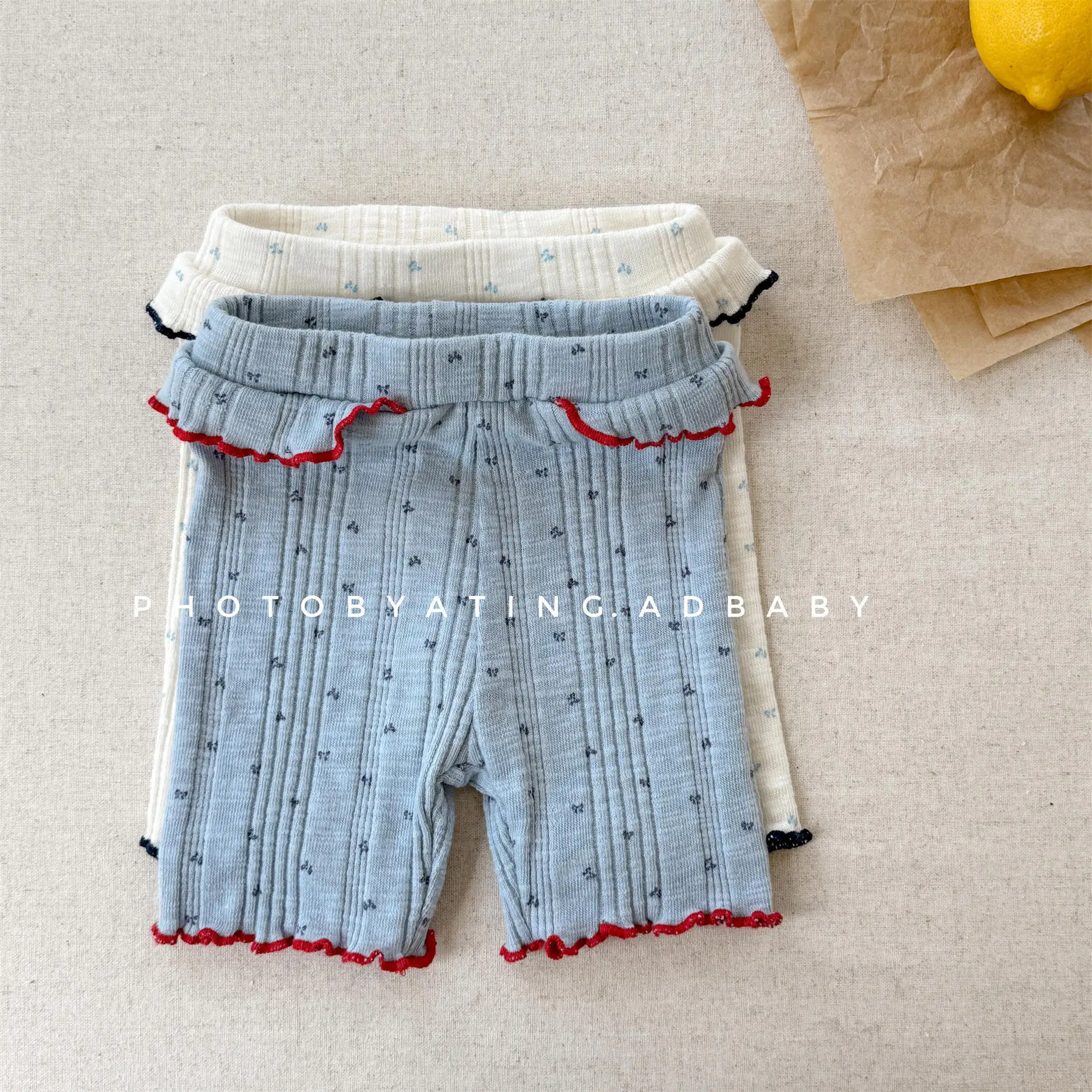 Leggings cortos de verano para niños con encaje floral transpirable - imagen 2
