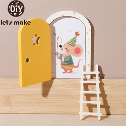 Puerta de elfo de madera para habitación infantil de decoración