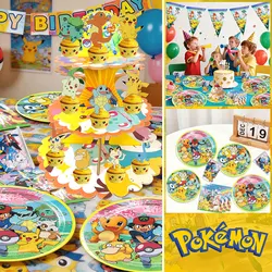 Decoración de cumpleaños Pokémon Pikachu: platos, vasos y globos