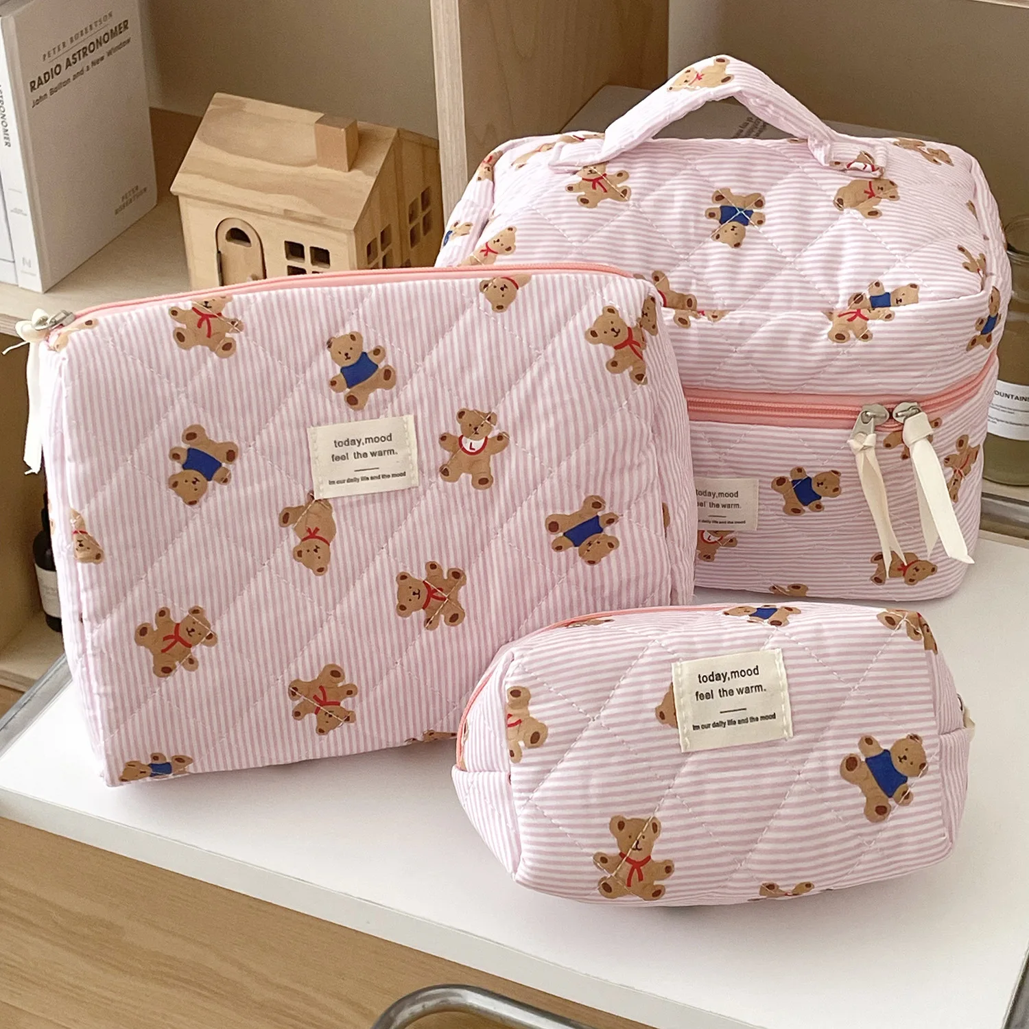 Bolsa de pañales con estampado osito, organizador gran capacidad - imagen 3