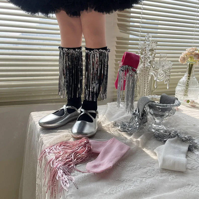 Medias de baile con lentejuelas y flecos para niñas - imagen 2