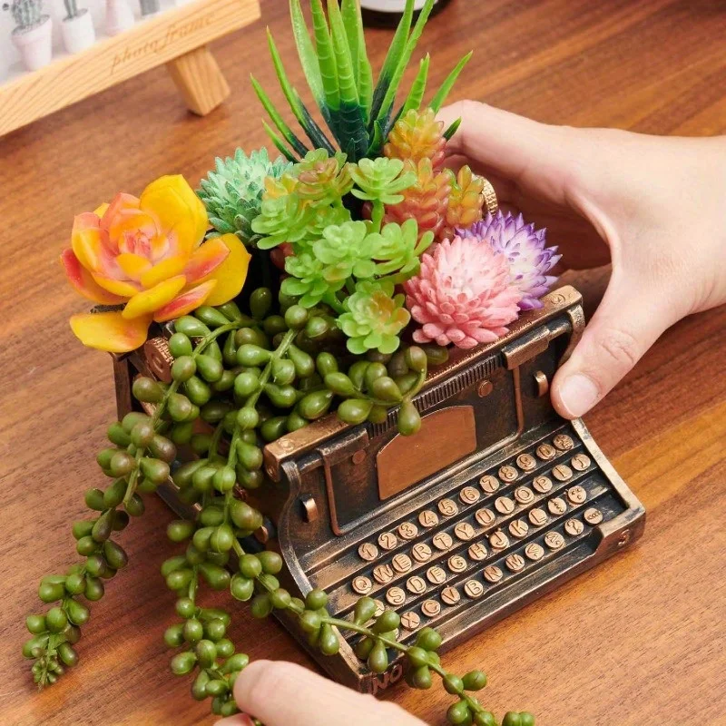 Maceta para suculentas vintage de resina retro, soporte de escritorio - imagen 2