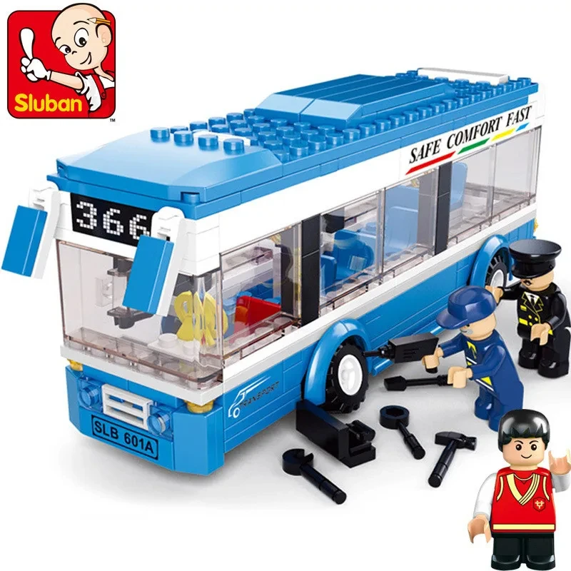 Ladrillos de autobús urbano con figuras para construir