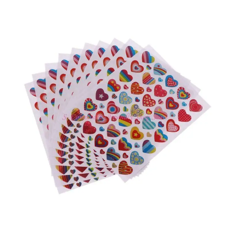 Hojas de pegatinas con corazones variados
