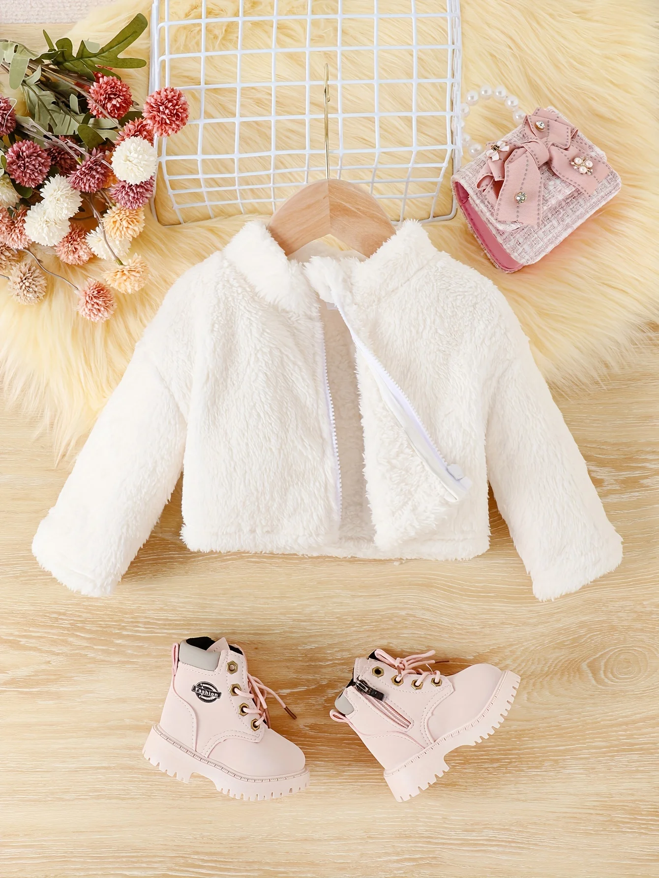 Chaqueta de felpa a prueba de viento para niña en invierno cálida - imagen 2