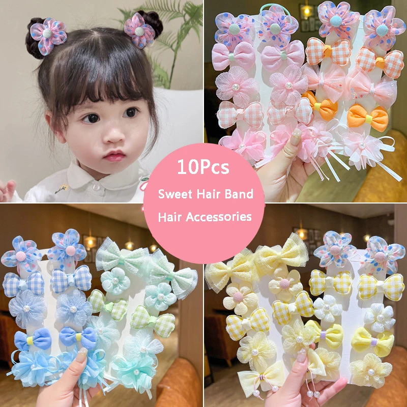 Gomas y lazos para el pelo de niña con flores, elásticos suaves - imagen 5