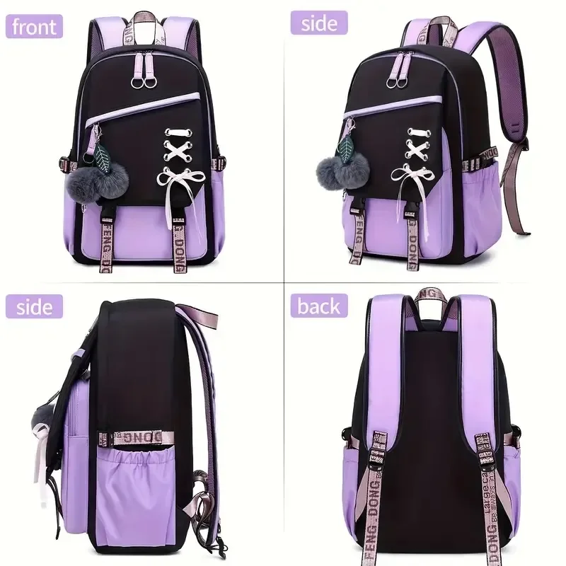 Mochila escolar juvenil para portátil y libros, estilo universitario - imagen 3