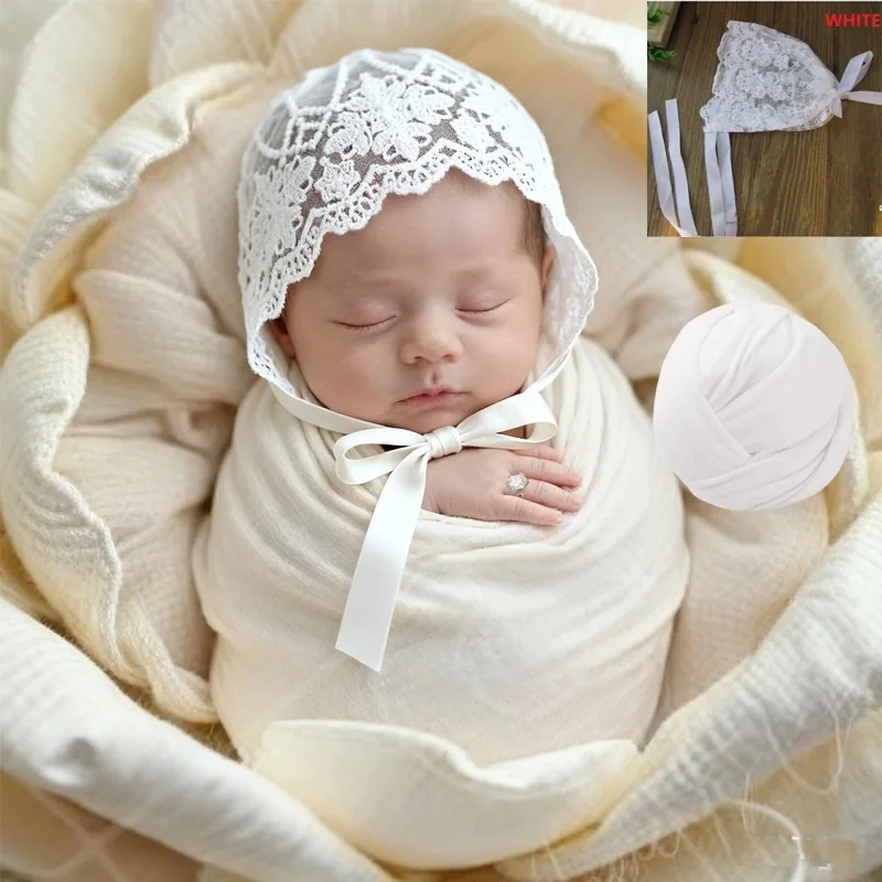 Conjunto recién nacido gorro de encaje y manta suave Angora floral - imagen 4