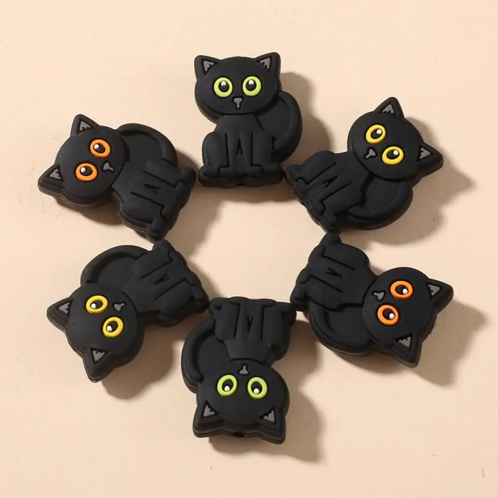 Cuentas mordedor gato negro silicona alimenticia cadena chupete bebé - imagen 4