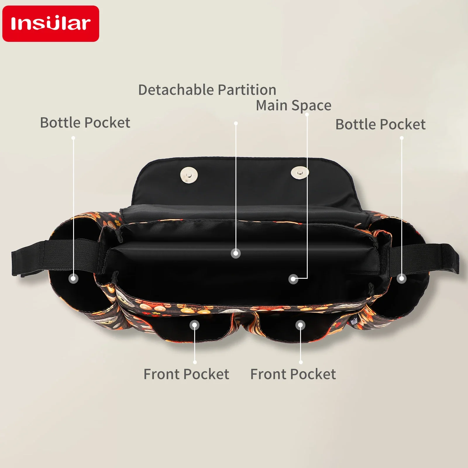 Bolsa para cochecito impermeable con colgante de gran capacidad - imagen 2