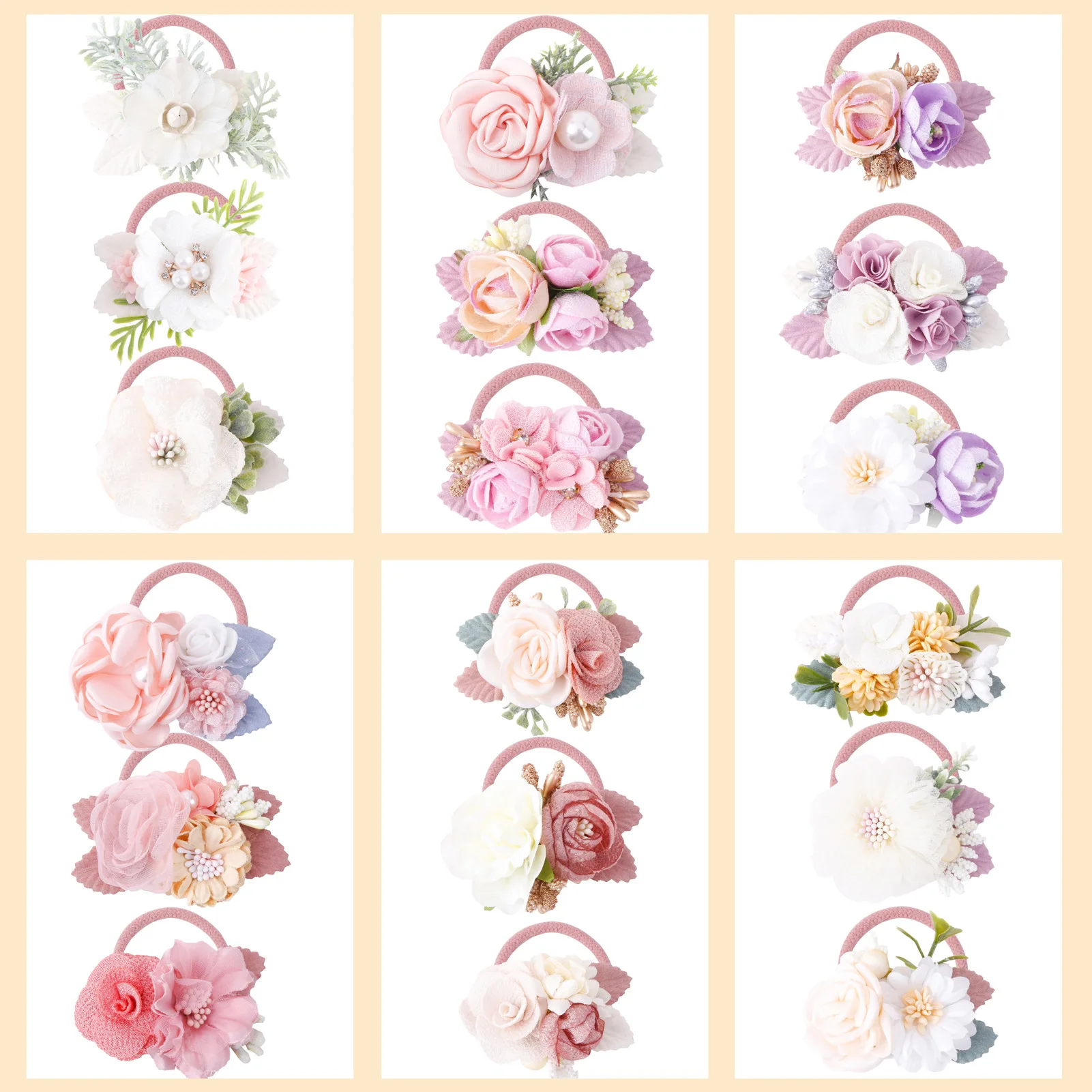 Gomas para el pelo con flores estilo princesa