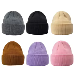 Gorro de invierno punto grueso térmico para bebé, doble capa