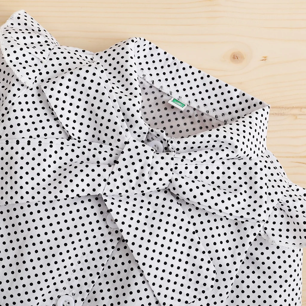 Vestido de volantes con top lunares y diadema para niña - imagen 2