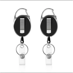 Soporte retráctil para insignias con clip mosquetón y correa PVC 360°