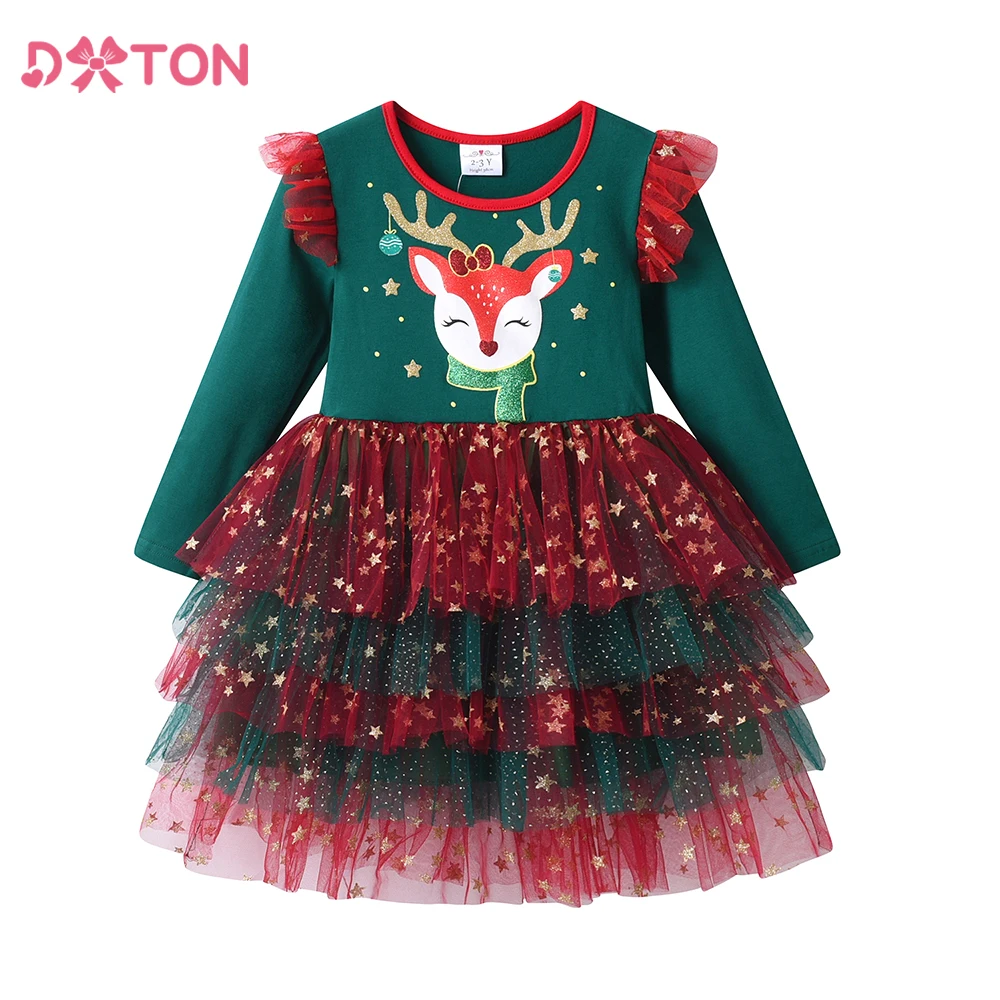 Vestido princesa DXTON para niña: malla con estampado de alces