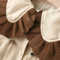 Abrigo coreano para niña con cuello de PU – Temporada otoño invierno