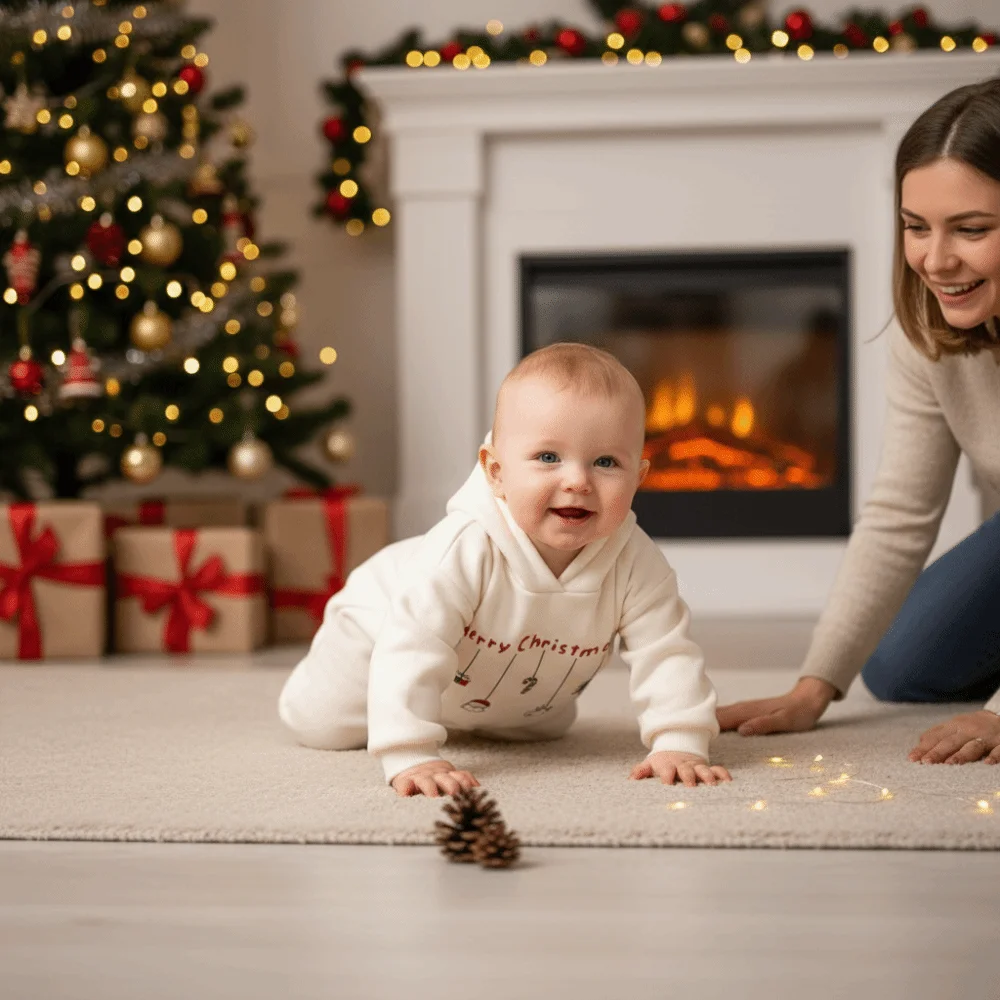 Pelele navideño con capucha y estampado de letras para recién nacido - imagen 3