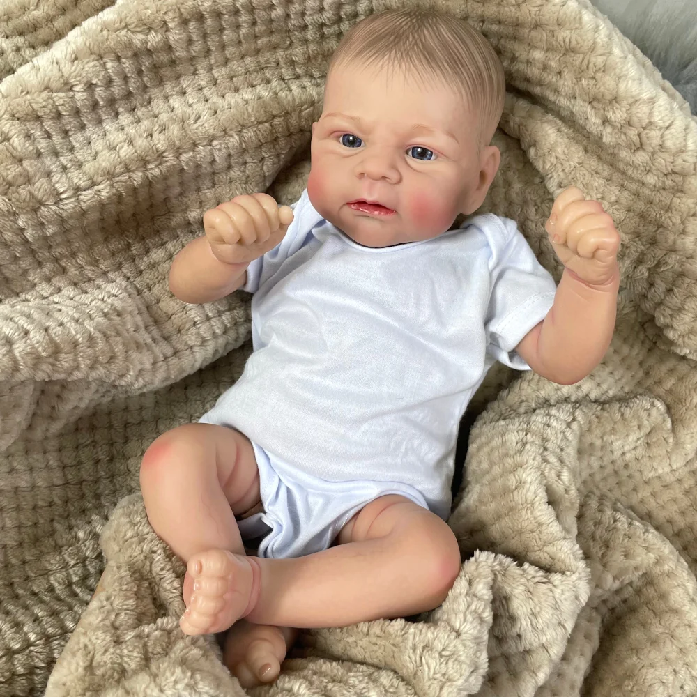Muñeca Reborn Elijah recién nacida con pelo pintado y venas visibles