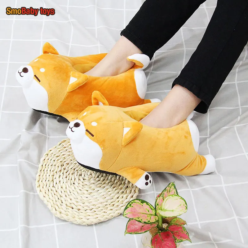Pantuflas Shiba Inu de algodón felpa para parejas – Diseño divertido - imagen 3