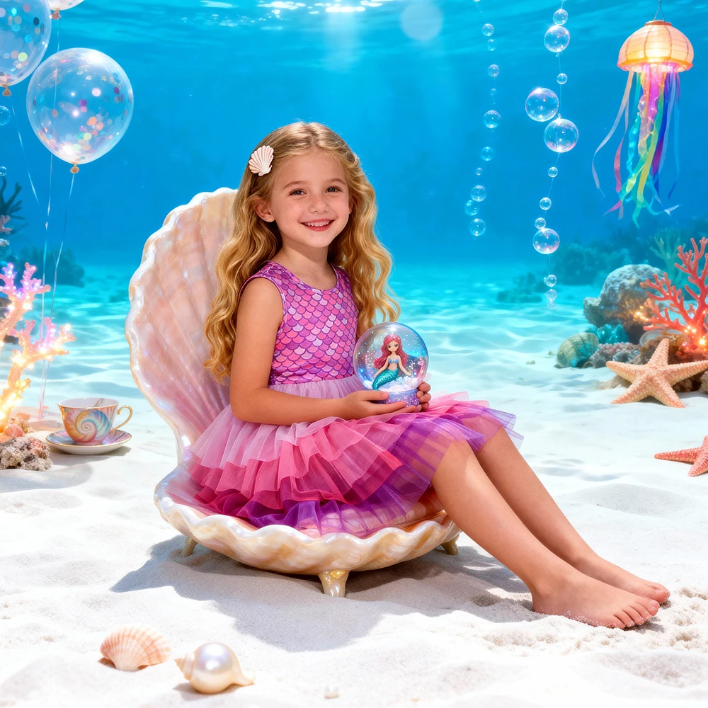 DXTON Disfraz de sirena para niña - Vestido tutú verano sin mangas - imagen 4