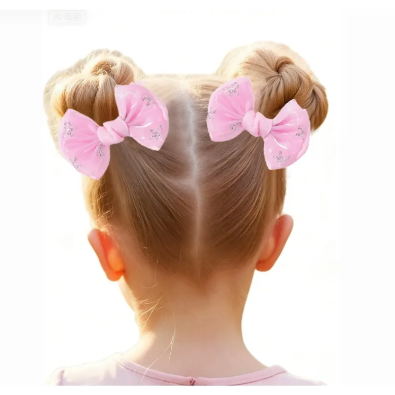Pinzas para el cabello con lazo brillante de organza estilo fiesta - imagen 5