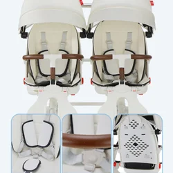 Cochecito gemelar pliable de cuatro ruedas – Cómodo y funcional