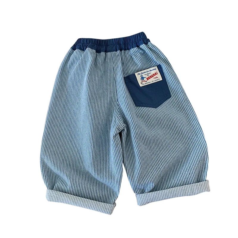 Pantalones vaqueros de algodón con rayas retro para niños - imagen 4