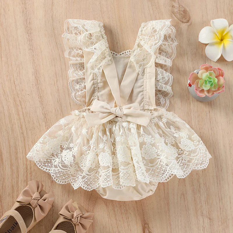 Body de encaje bebé espalda descubierta bordado floral verano - imagen 5