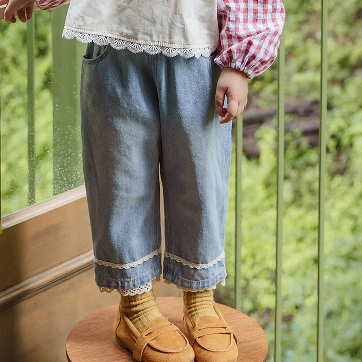 Pantalones vaqueros harem de encaje para niñas – cintura elástica - imagen 3