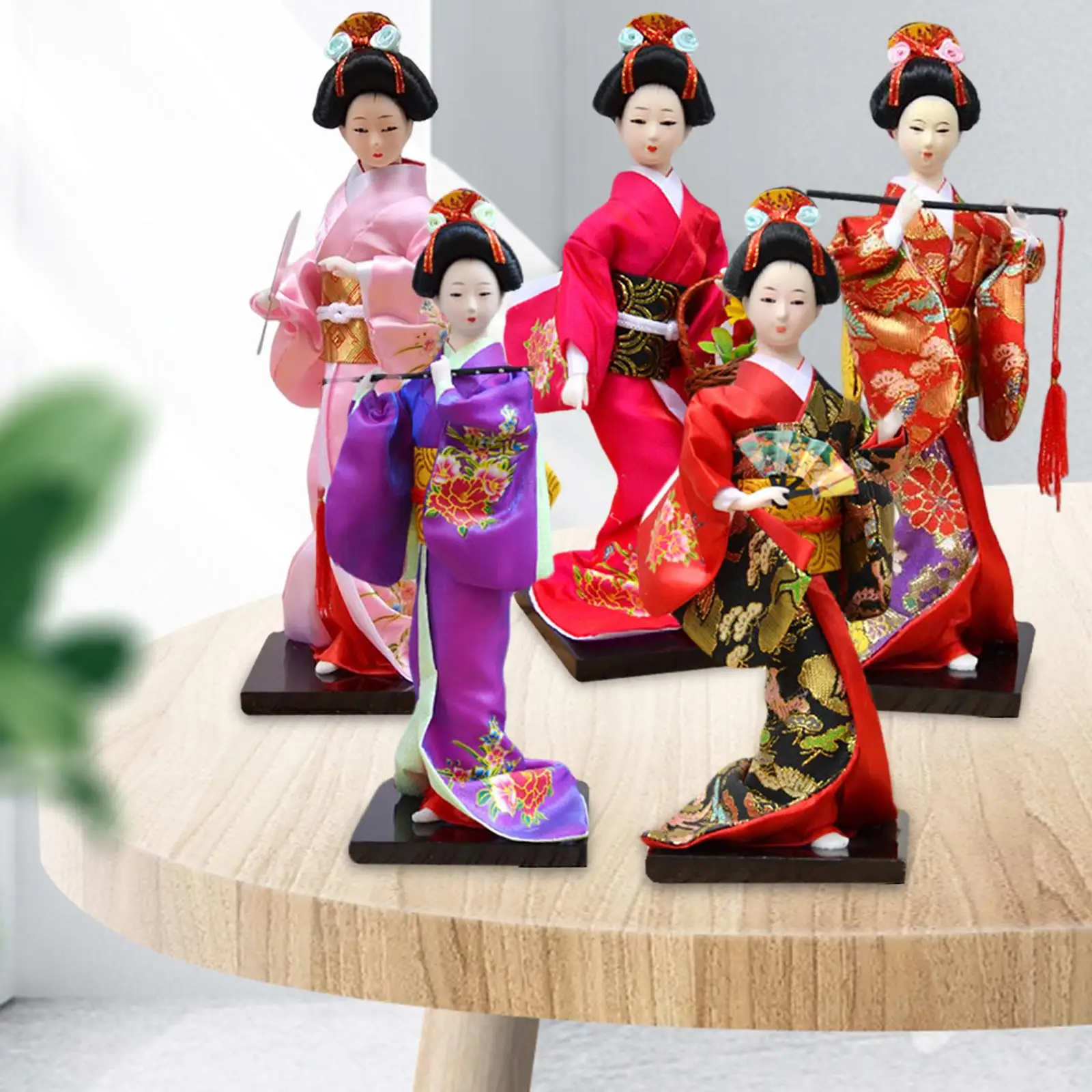 Muñeca geisha decorativa estilo kabuki antiguo para escritorio - imagen 3