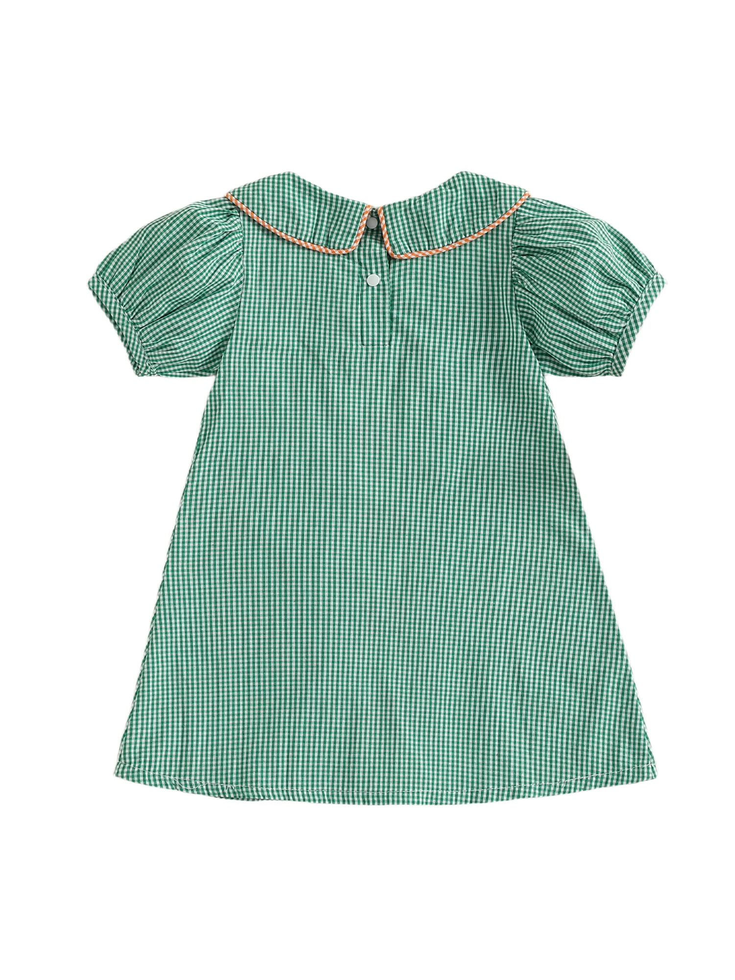 Vista frontal del vestido infantil a cuadros
