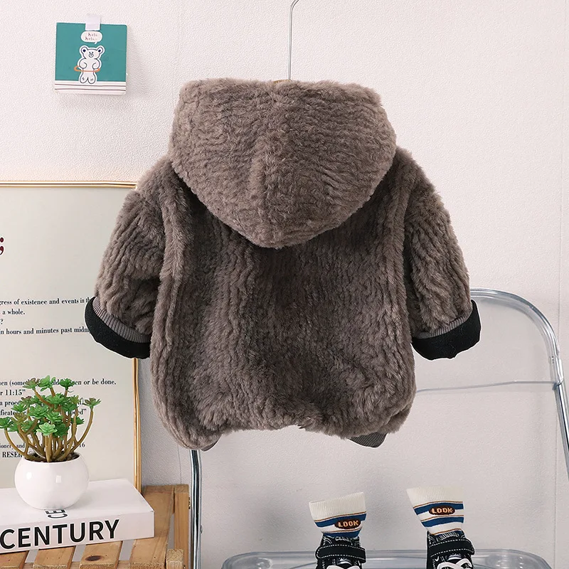 Suéter acolchado con capucha de terciopelo cálido para invierno - imagen 3