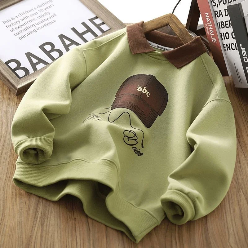 Sudadera infantil de otoño con solapa estilo polo para niños - imagen 2