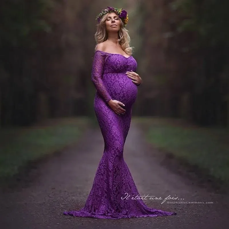 Vestido de maternidad sirena con encaje para sesión de fotos - imagen 2