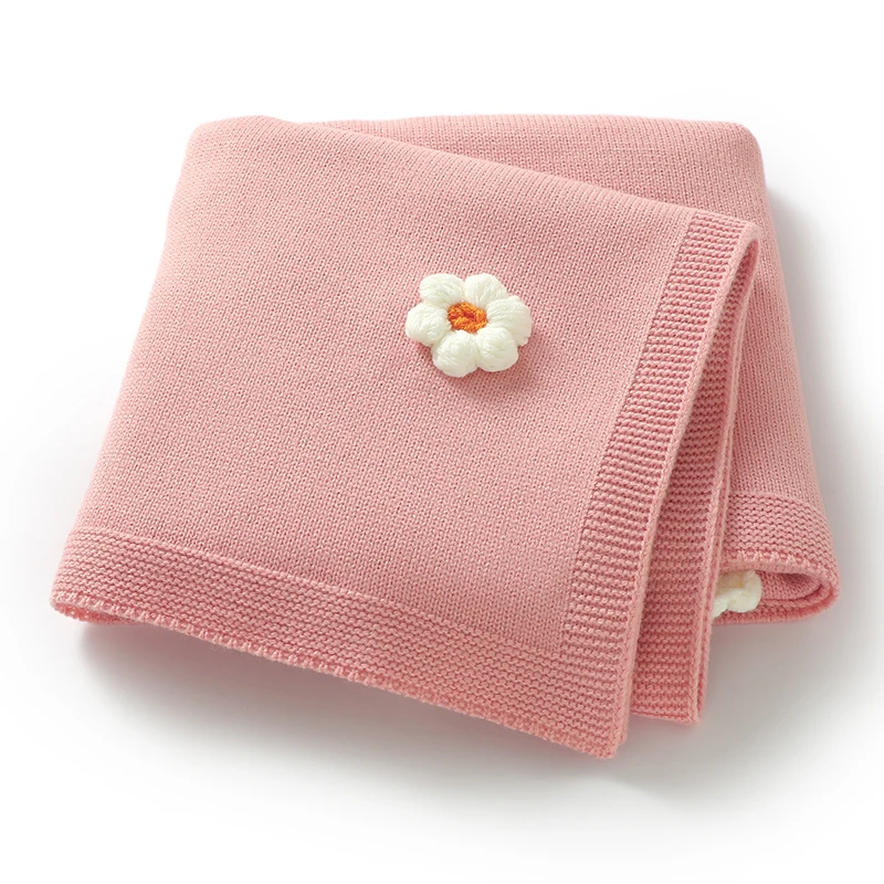 Manta bebé punto floral acolchada para carrito y envoltura suave