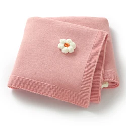 Manta bebé punto floral acolchada para carrito y envoltura suave