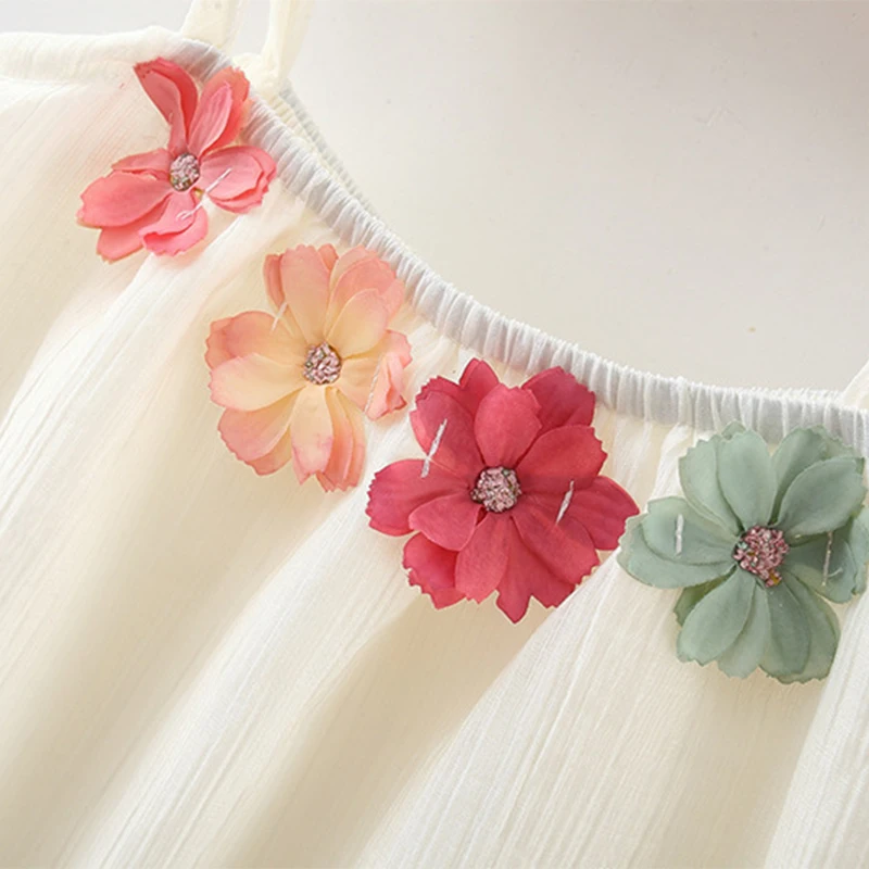Vestido floral de algodón para bebé + sombrero verano - imagen 3