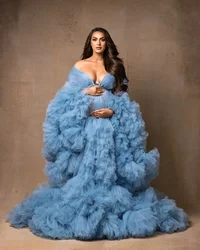 Vestido maternidad tul volantes esponjosos para sesión de fotos